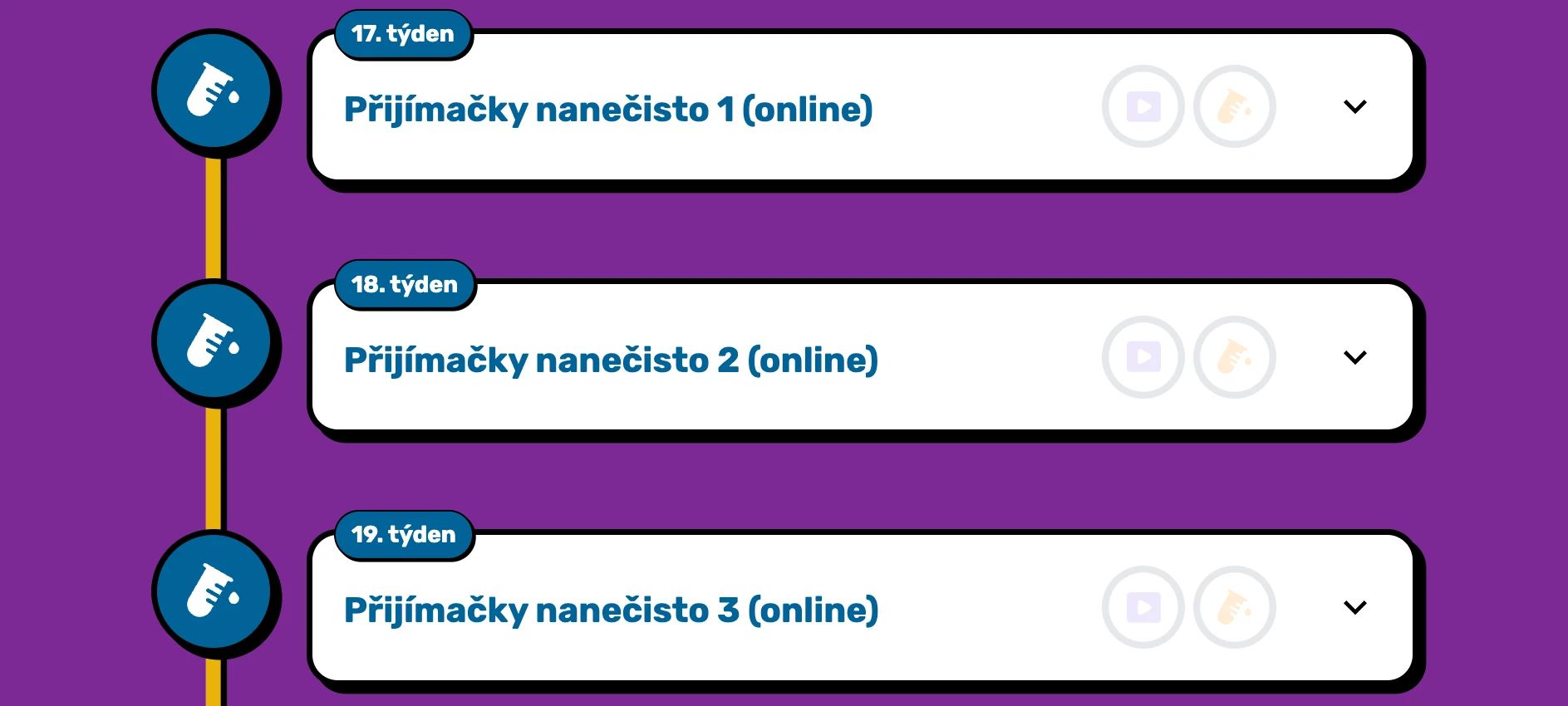 17. až 19. týden: první tři kola přijímaček nanečisto online