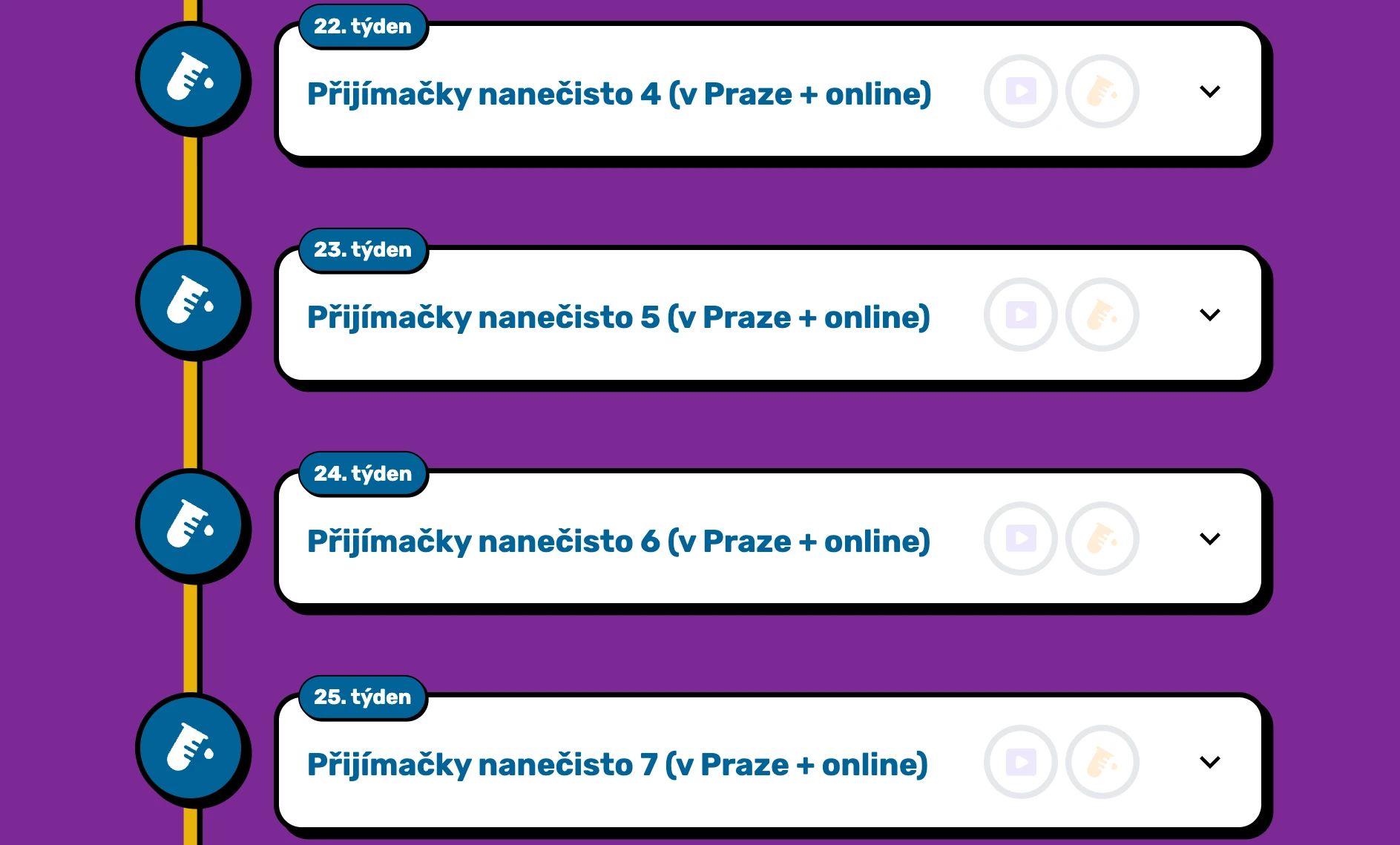22. až 25. týden: další čtyři kola přijímaček nanečisto v Praze i online